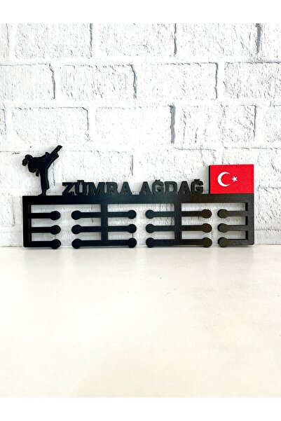 14 Design Kişiye Özel 3D Bayraklı Karate Madalya Askısı - Kadın Figür