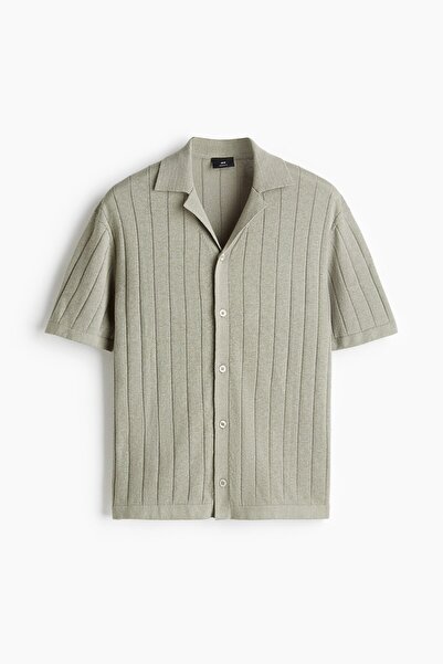 H&M Keten Karışımlı Erkek Yaka Gömlek Regular Fit