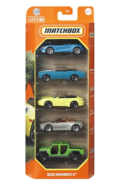 mattel MATCHBOX SET 5 MASINUTE METALICE MBX BLUE HIGHWAYS II SCARA 1:64