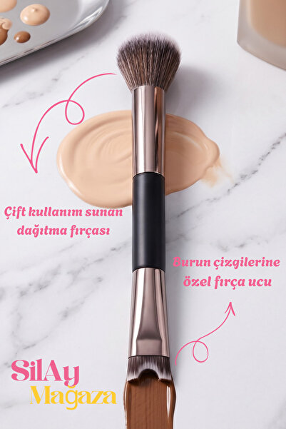 Silay mağaza Double Sided U Tip Nose Contour Brush - Contour and Blending Bru...