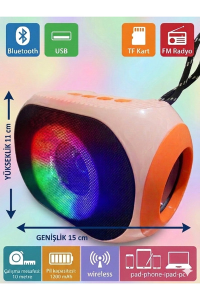 çınaroğlu avm A-718 Bluetooth, USB, AUX, TF Kart ve FM Radyo Destekli Şık RGB...