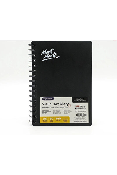 Mont Marte Jurnal de artă negru 140gsm A5 80 de coli Signature