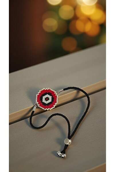 SEARD Miyuki Beads Handmade Red Evil Eye Bead Adjustable Bracelet