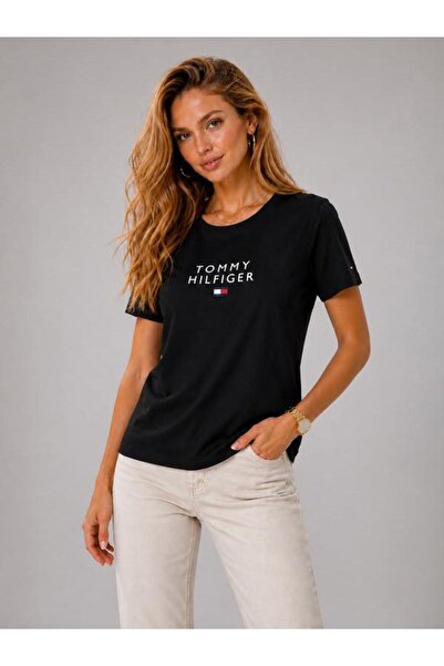 Tommy Hilfiger Organic Cotton Chest Th Embroidered Logo Women's T-Shirt