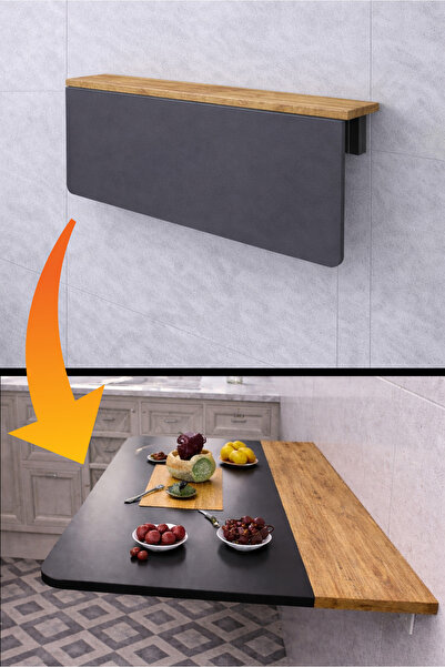 Kydonia Home 60x110 cm Katlanır Açılır Kapanır Duvara Monte Masa Oval Köşeli ...