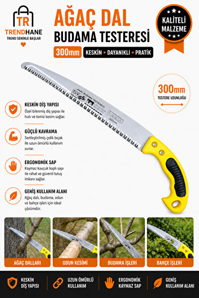 Trendhane Ağaç Dal Budama Testeresi 300 mm Sabit Saplı