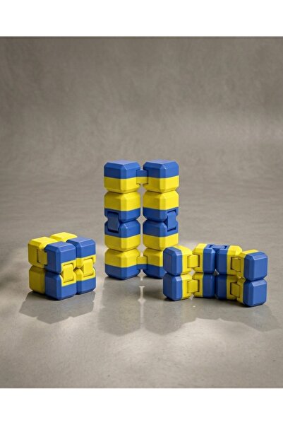 labaxe Yellow Navy Blue Fan-Moving Stress Cube & Infinite Cube 1 Pc