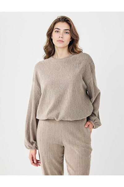 Jimmy Key Vizon Bisiklet Yaka Beli Lastikli Örme Sweatshirt
