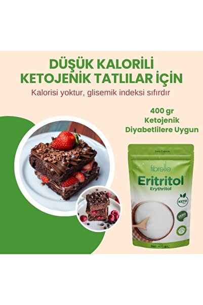 Fibrelle Eritritol Toz Tatlandırıcı Sıfır Kalori 400 Gr X 3 Adet