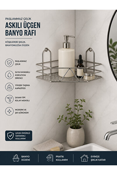 Banyo Rafı Üçgen Köşeli Aksesur 28x20x35 Cm
