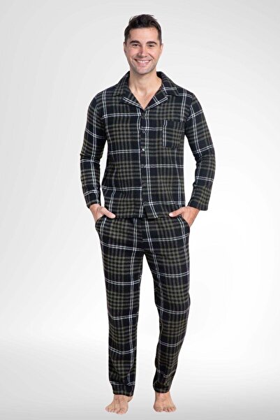 Mecit Pijama Σετ χειμωνιάτικων ανδρικών πιτζάμες Mecit 2950 Green Plaid Plus ...