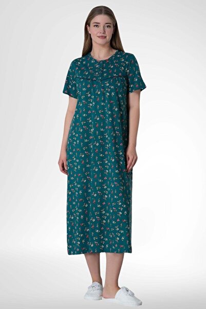 Mecit Pijama Mecit 6024 Yeşil %100 Pamuk Büyük Beden Kadın Gecelik