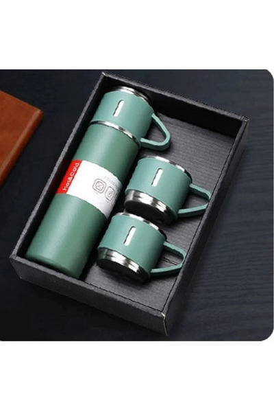 TERMOS 500ml Gift Box Set Bottle with 2 Cups Double Layer Stainless Steel Vac...