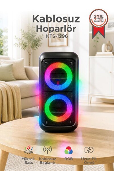 Torima Bluetooth Hoparlör Telefon Tutacaklı Rgb Işıklı Speaker KTS-1296 Siyah