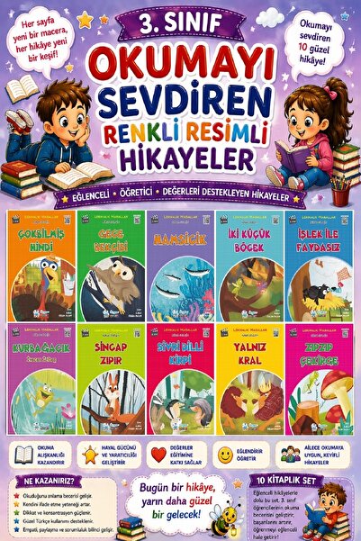 Üçgen Yayıncılık 3. Sınıf Okumayı Sevdiren Renkli Resimli Hikayeler 21 - 10 K...