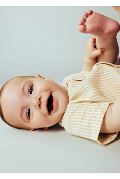 MANGO Baby Çizgili pamuklu keten gömlek