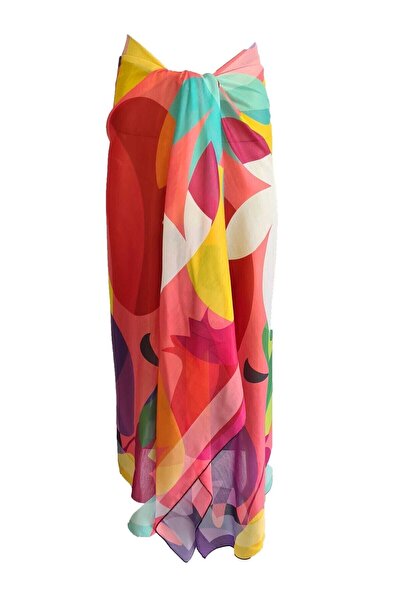 Bolder Pomegranate Patterned Pareo See-through Fabric