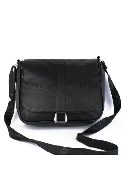 atter Genuine Leather Buckled Black Bag (28CM X 25CM)