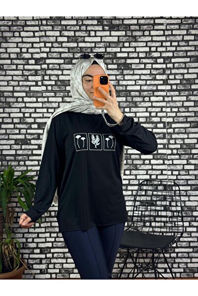 NURİVASTORE Siyah Pinterest penye tunik
