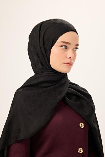Silk Home Şal din bumbac poliester Liva negru cu cataramă plată 90X200