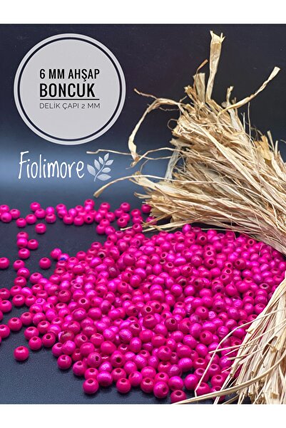 Fiolimore Mărgele din lemn fucsia de 6 mm (25 grame 175 bucăți) Diametru gaur...
