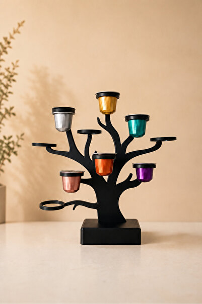 OKA Nespresso Uyumlu Yüksek Kaliteli 3D Ağaç Tasarımlı Dekoratif Kapsül Siyah...