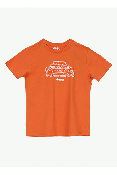 JEEP Turuncu Erkek Çocuk Bisiklet Yaka Relaxed Fit T-Shirt J6SB-TST7673