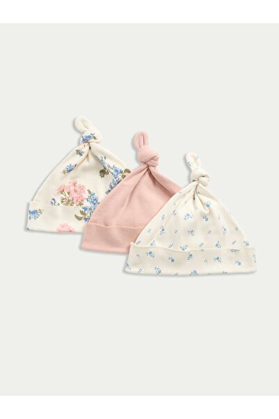 Marks & Spencer 3’lü Saf Pamuklu Çiçek Desenli Bebek Şapkası Seti (0–12 Ay)