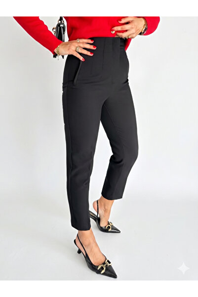 GAMZE ALPTEKİN Pantaloni din țesătură cu detalii Fileto, marca originală, cu ...