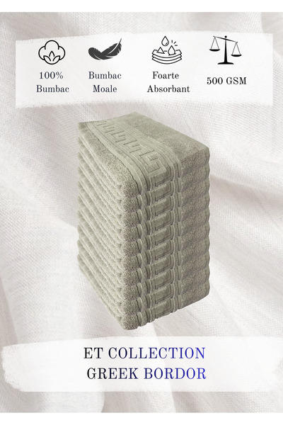 ET Collection Set 10 prosoape grecești, 50x90 cm, 500 GSM, 100% bumbac pakist...