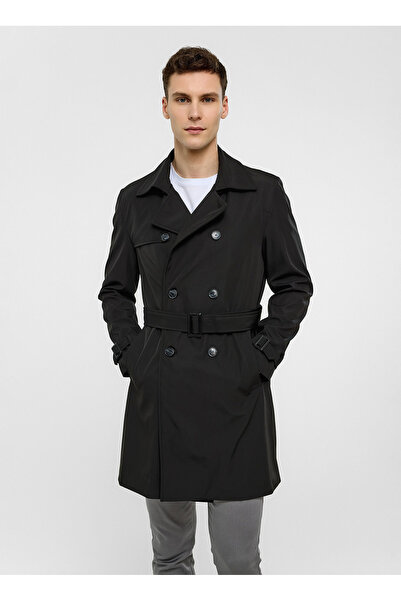Back And Bond Siyah Regular Fit Trençkot