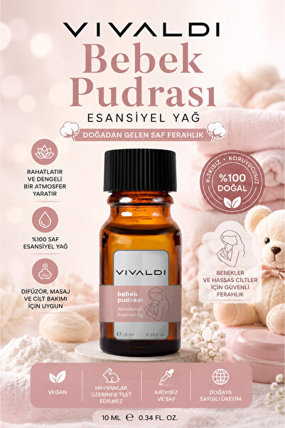 Vivaldi Home Bebek Pudrası Uçucu Yağ ,buhurdanlık Yağı,doğal Uçucu Yağ,oda Ko...