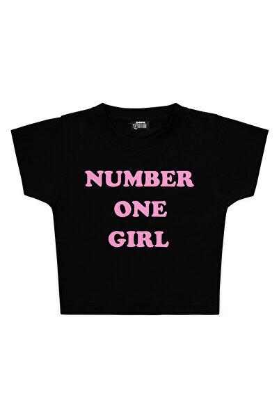 3 ROPE Tricou crop tip baby tee cu imprimeu Number One Girl