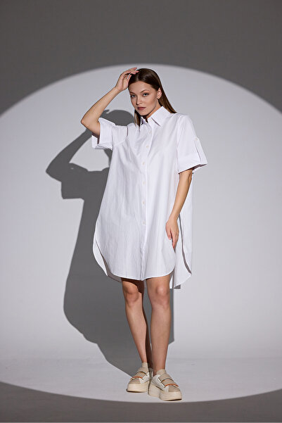 HANIQA Oversize Short Sleeve Long Basic Shirt