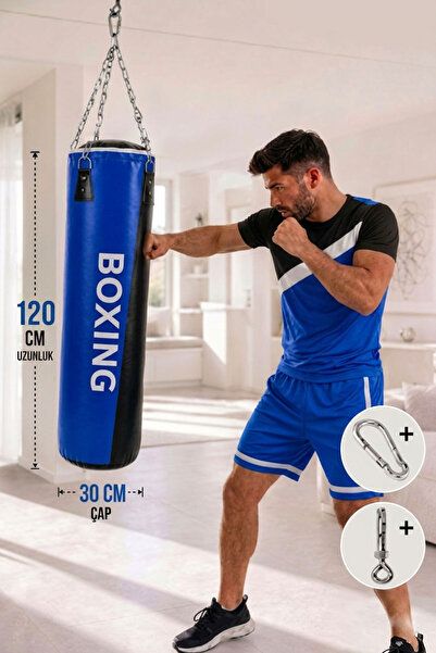 Spor Byfit 120 Cm X 32 Cm Dolu Mavi-siyah Boks Torbası + Tavan Askı Kancası