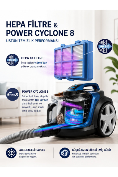 Philips Yeni Seri Led Işıklı Başlık Power Pro Max Yeni Nesil 900 W Süpürge