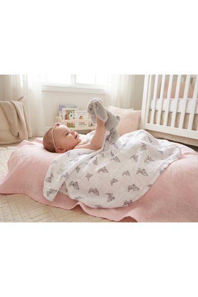 DEUX LAPINS Baby Muslin Muslin Cover 120*120 cm Bébé Lapin Rose