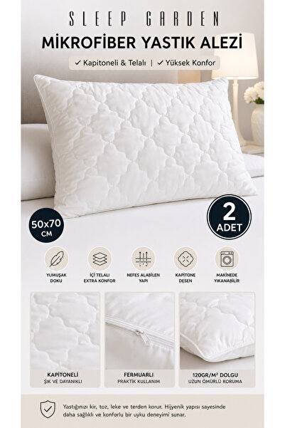 Sleep Garden Protector de pernă din microfibră cu husă 2 bucăți