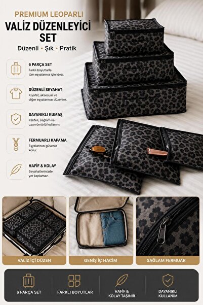 MorBebe Set organizator de valize Premium Leopard, 6 piese I Organizator de c...