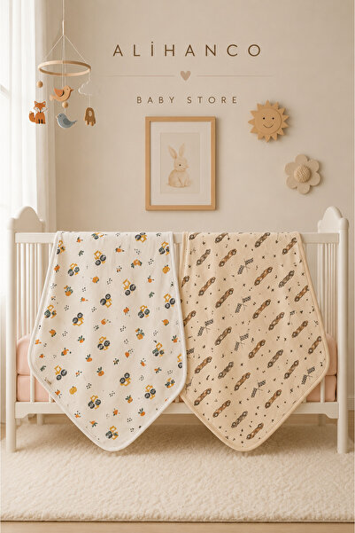 100% Cotton 2pcs Baby Blanket 90 x 90 cm