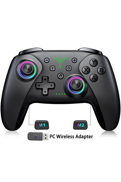 Choice5 وحدة تحكم ألعاب لاسلكية A-PC USB BT Dinofire بتقنية البلوتوث وإضاءة R...