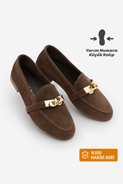 Marjin Pantofi casual maro mocasin pentru femei loafers piele naturală cu cat...