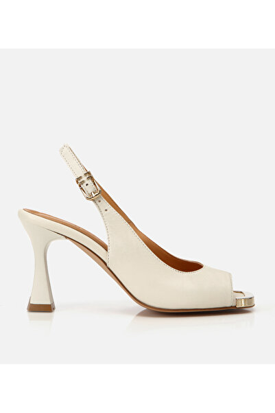 Hotiç Women's Leather Ecru Heeled Sandals