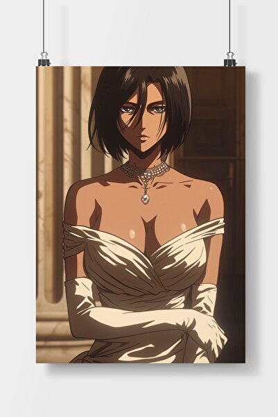 Luna Marissa Attack On Titan Mikasa Anime Poster Çerçevesiz Duvar Posteri