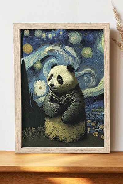 Luna Marissa Αφίσα σε στυλ Panda Van Gogh - Αφίσα ψηφιακής τέχνης από χοντρό ...