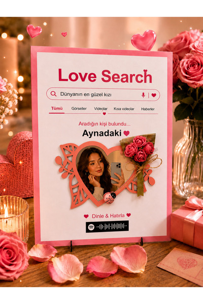 tridex laser Dünyanın En Güzel Kızı Love Search Tasarımlı Aynalı Kalp Detaylı...