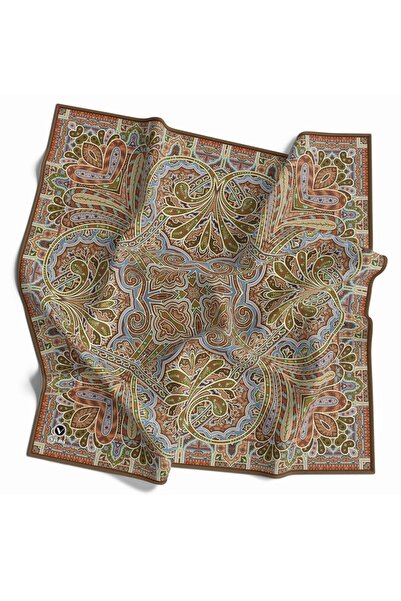 VİOLLA Kristal Şal Desenli Sütlükahverengi Renkli 90x90 Eşarp (İpek İçermez) ...