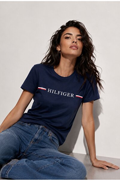 Tommy Hilfiger Organik cotton nakışlı Rundhals-T-Shirt mit
