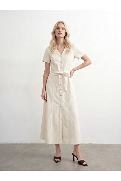 Vero Moda Jeanskleid VMJANINA Langes Kleid