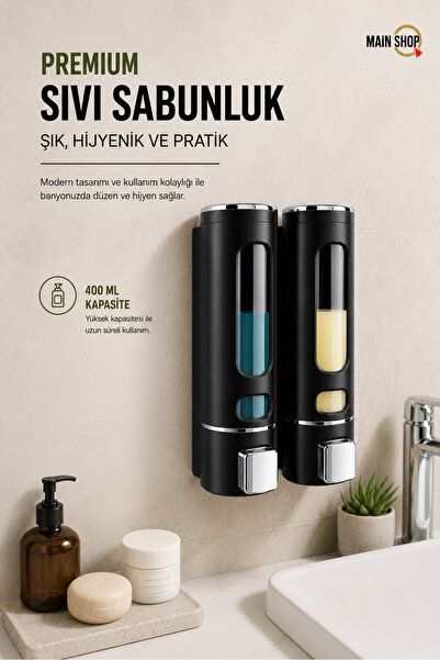 MAİN SHOP 2 броя черен 400 мл ръчен диспенсър за сапун за баня, кухня, течен ...